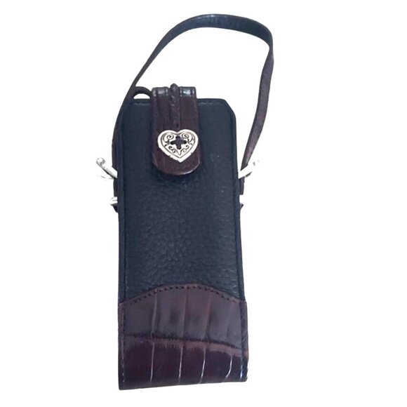Brighton Two Tone Croc Embossed Leather Phone Case Silverplated Adjustable Strap - Picture 1 of 8
